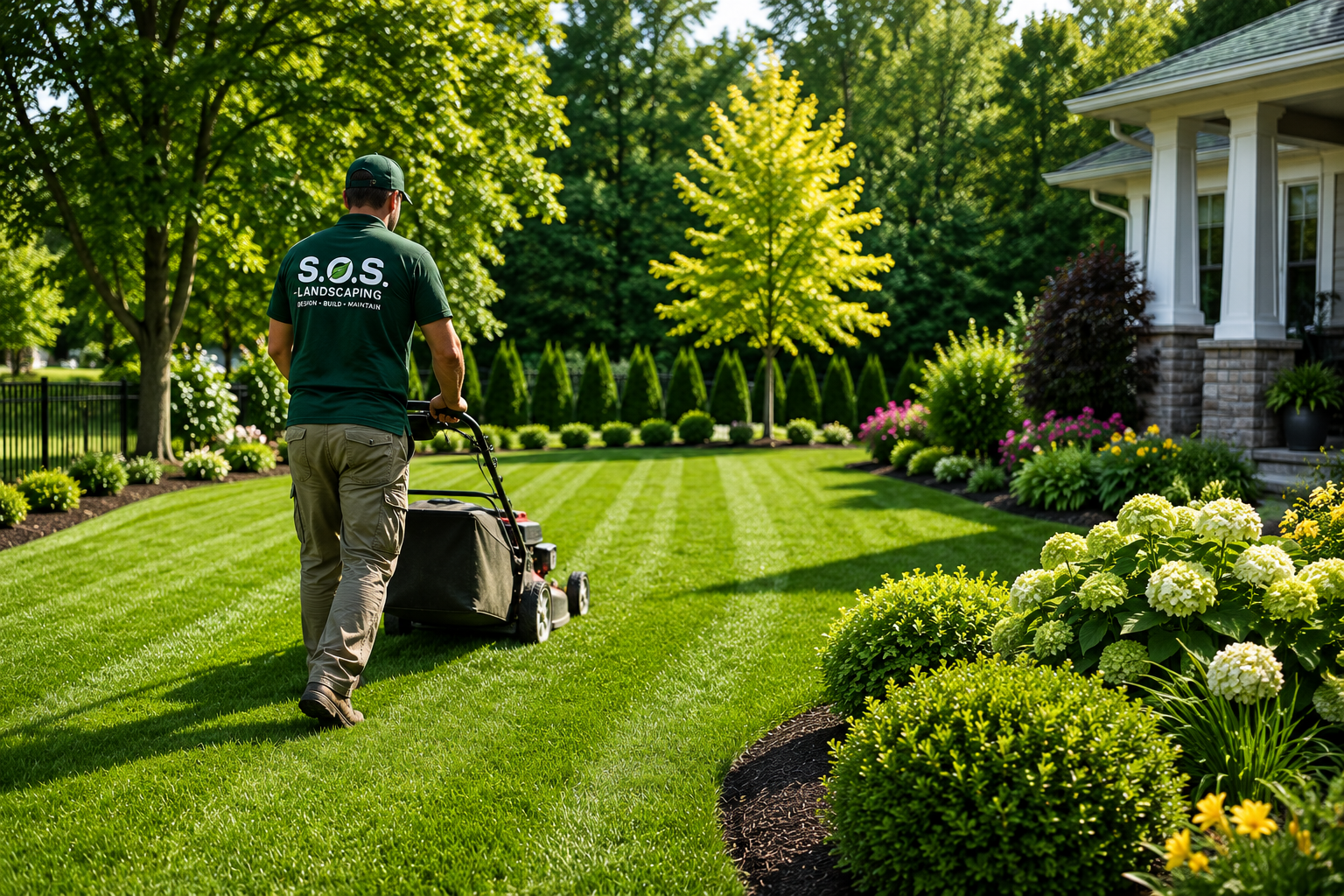 Professional landscaping team and property care